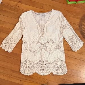 Elegant Lace-Up White Blouse